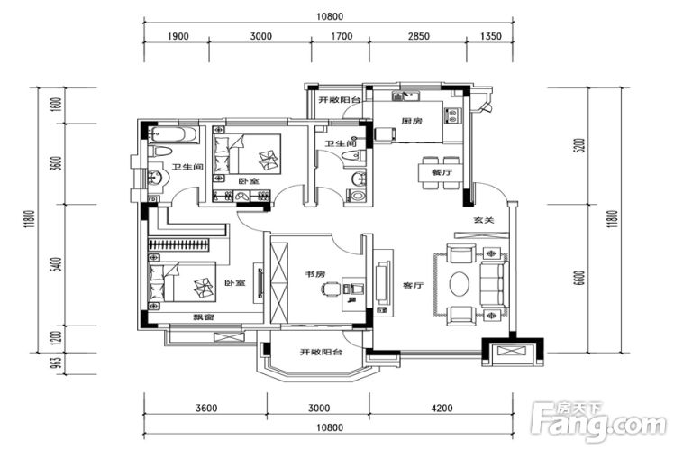 沈阳东方银座•莱茵城118㎡户型图
