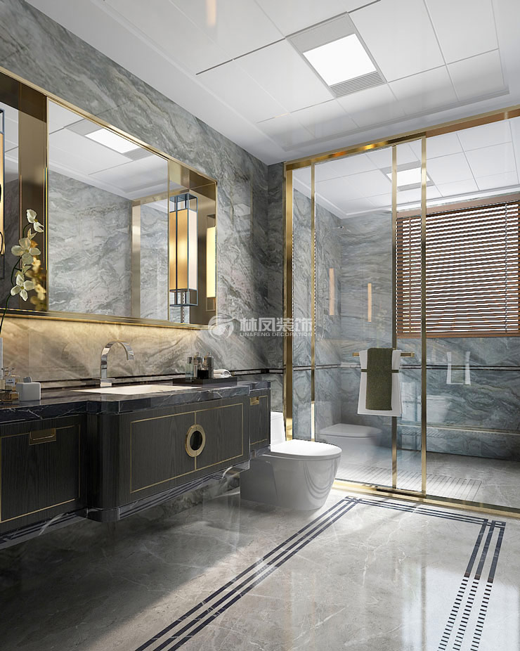 万科圣丰翡翠之光160㎡卫生间干湿分离设计装修效果图