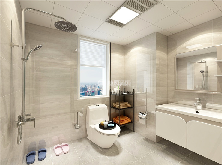 卫生间浅色瓷砖装修效果图