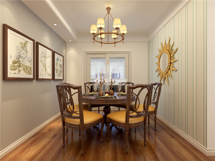 美式风格餐厅地板铺贴装修效果图