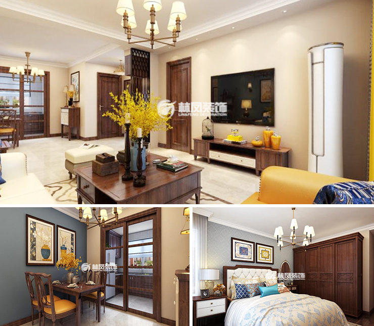 华润24城140平美式风格装修效果图