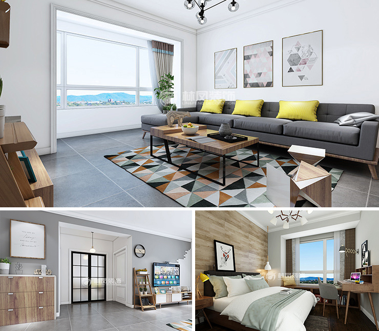 首创光合城110平北欧风格装修效果图