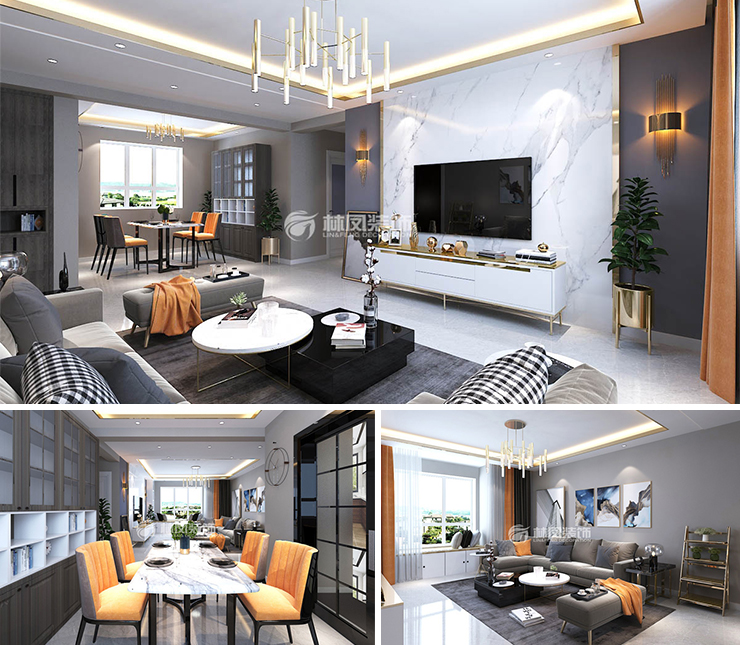 中海寰宇130平轻奢风格装修效果图